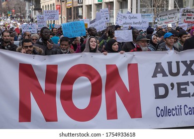 Montreal, Quebec/Canada - 7th April 2019: Protest Against Quebec's Secularism Law