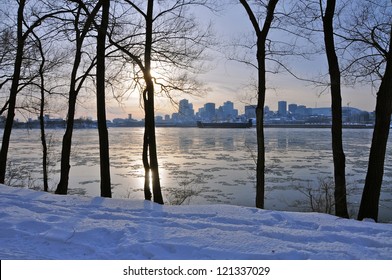 Montreal Skyline In Winter, Canada