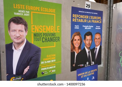 MONTREUIL, FRANCE - MAY, 2019 : French Official Campaign Posters For The 2019 European Parliament Elections