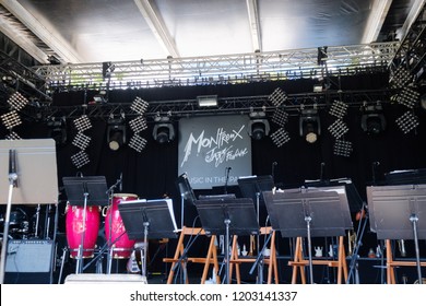 Montreux, Switzerland - July 10, 2108: Empty Stage At Montreux Jazz Festival, Nobody