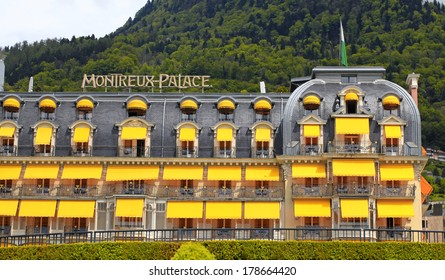 MONTREUX, SWITZERLAND - MAY 09,2013: Fairmont Le Montreux Palace Hotel a five star luxury hotel at the Swiss Riviera, Montreux, Switzerland. Built in 1906, containing 235 rooms and suites