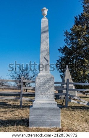 Monument to the 68th Pennsylvania Regiment, Peach Orchard, Gettysburg National Military Park, Pennsylvania, USA