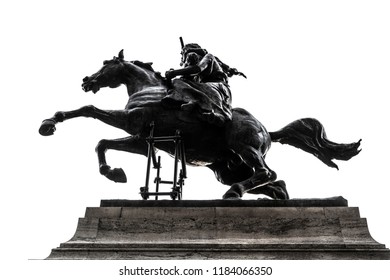 Monument to Anita Garibaldi isolated on white (Rome, Italy)