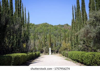 Monument To Baron Pierre De Coubertin In Ancient Olympia, Greece