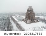 Monument to the Battle of the Nations (Völkerschlachtdenkmal) in Winter time Snow 