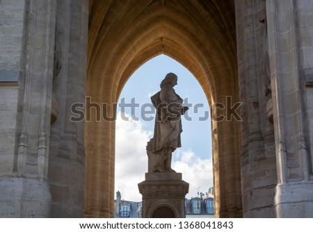 Monument to Blaise Pascal, a french philosopher, under the Saint-Jacques Tower - Paris, France.