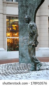 Monument Bulat Okudzhava On Arbat Street In Moscow