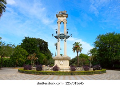 Monument to Columbus in Seville city, Andalusia region, Spain - Shutterstock ID 1257013645