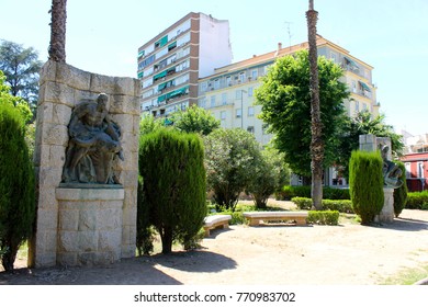 The Monument To The Fallen Hero (Heroe Caido) Of The Baluarte De Trinidad, A Francoist Memorial In Badajoz, Extremadura, Spain