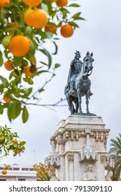 Monument To The Fernando III El Santo (Ferdinand III The Saint, King Of Castile) On Plaza Nueva In Seville City, Andalusia, Spain