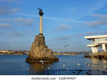 Monument to the Flooded ships, the blue summer sky, seagulls over the sea, Crimea, Sevastopol - Shutterstock ID 1168749457