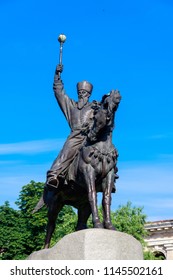 Monument To Hetman Petro Konashevych-Sahaidachny At Kontraktova Square In Kyiv, Ukraine