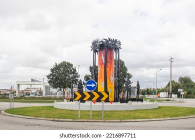 Monument In Homage To The Volunteer Firefighters Of Ilhavo, Aveiro Portugal. October 20, 2022.