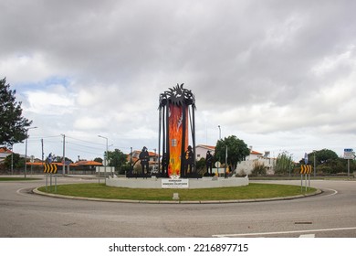 Monument In Homage To The Volunteer Firefighters Of Ilhavo, Aveiro Portugal. October 20, 2022.