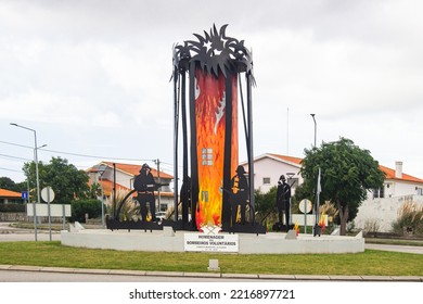 Monument In Homage To The Volunteer Firefighters Of Ilhavo, Aveiro Portugal. October 20, 2022.