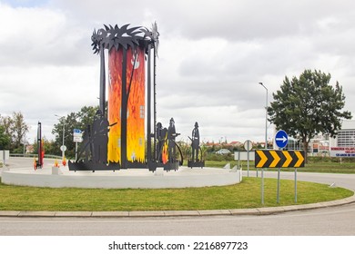 Monument In Homage To The Volunteer Firefighters Of Ilhavo, Aveiro Portugal. October 20, 2022.