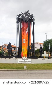 Monument In Homage To The Volunteer Firefighters Of Ilhavo, Aveiro Portugal. October 20, 2022.