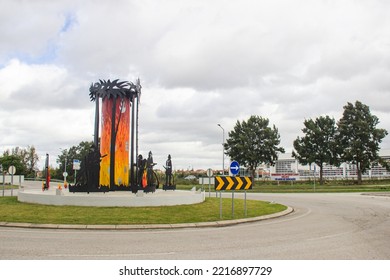 Monument In Homage To The Volunteer Firefighters Of Ilhavo, Aveiro Portugal. October 20, 2022.