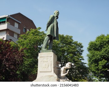 Monument to Italian scientist Galileo Ferraris circa 1903 by sculptor Luigi Contratti in Turin, Italy