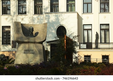 Monument Of Janusz Korczak Standing In Warsaw At Jaktorowska Street