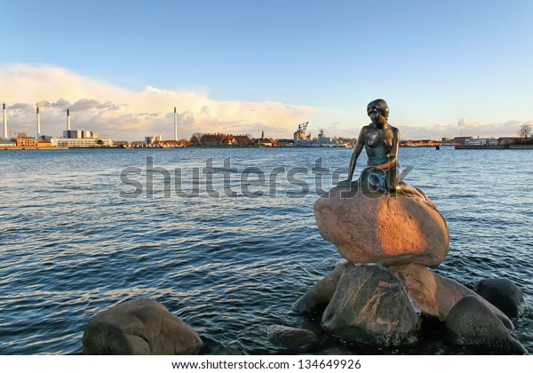 The monument of the Little Mermaid in Copenhagen,\
Denmark, Europe