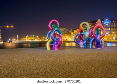 Monument In Malmo, Sweden, Night