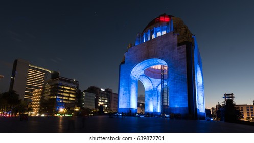 Monument To The Mexican Revolution (Monumento A La Revolución) Located In Republic Square, Mexico City At Night