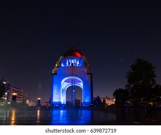 Monument To The Mexican Revolution (Monumento A La Revolución) Located In Republic Square, Mexico City At Night