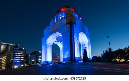 Monument To The Mexican Revolution (Monumento A La Revolución) Located In Republic Square, Mexico City At Night