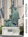 Monument to the Protestant reformers of Sweden brothers Olaus and Laurentius Petri at the Olaus Petri Church in Orebro, Sweden