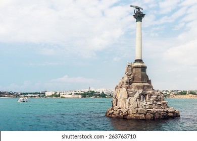 Monument to scuttled Russian ships to obstruct entrance to Sevastopol bay. One of symbols of Sevastopol.Crimea, Russia - Shutterstock ID 263763710