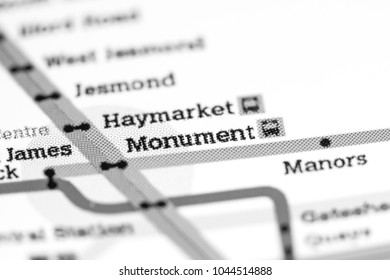 Monument Station. Newcastle Metro Map.