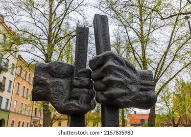 Monument symbolizing liberation and devoted to Martin Luther King Europe. Sweden. Uppsala. 05.14.2022.