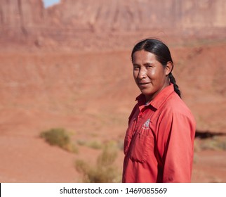 Monument Valley, Arizona, USA, October 2, 2017. Portrait of National Park worker, Native American of the Navajo Nation