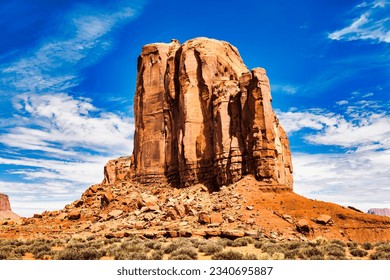Monument Valley horizon, US, Navajo canyon park. Scenic sky, nature and rock desert.