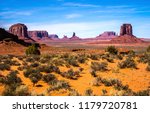 Monument Valley and the Mittens rock formations on a beautiful day, Arizona-USA
