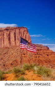 Monument Valley And The Navajo Flag. History Of The USA