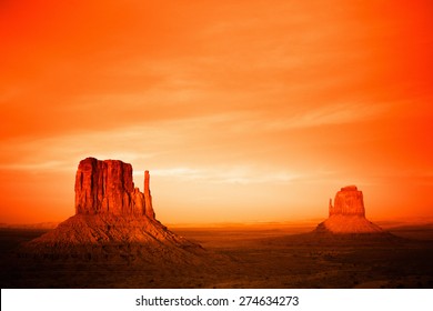 Monument Valley At Sunset In Utah