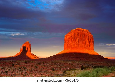 Monument Valley At Sunset, Utah, USA