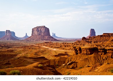 Monument Valley, view from John Fords Point to the beautiful scenery with Merrit Butte and the other sandstone rocks