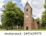 Monumental ancient churg in the center og village Norg in Municipality Noordenveld in the Netherlands. Traditional Esdorp in Northern Drenthe.