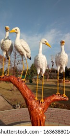 It Is Monumental, Artistic Craft In The Middle Of The Garden. Which Depicts The Real Life Story Of The Crane Bird.