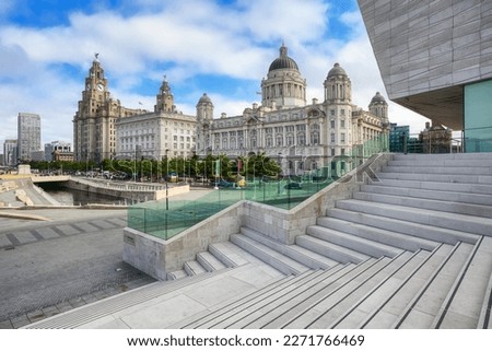 Monumental historical buildings in the Liverpool city center, England, United Kingdom