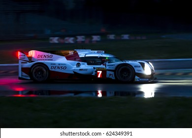 Monza, Italy - April 01, 2017: Toyota TS050 Hybrid Of Toyota Gazoo Racing Team, Driven By M. Conway And K. Kobayashi And Y. Kunimoto During The FIA World Endurance Championship  In Monza Circuit.