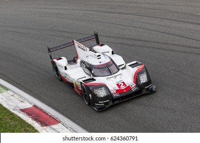 Monza, Italy - April 01, 2017: Porsche 919 Hybrid Of Porsche LMP Team, Driven By T. Bernhard - E. Bamber - B. Hartley During The FIA World Endurance Championship In Autodromo Nazionale Di Monza.