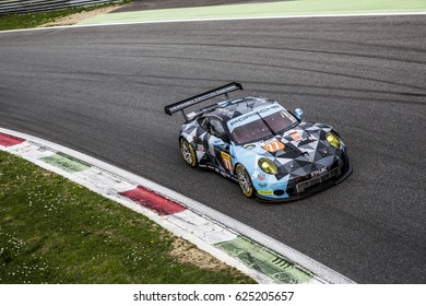 Monza, Italy - April 01, 2017: Porsche 911 RSR Of Dempsey-Proton Racing Team, Driven By C. Ried And M. Cairoli And M. Dienst During The FIA World Endurance Championship In Autodromo Di Monza Circuit.