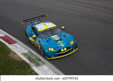 Monza, Italy - April 01, 2017: Aston Martin VANTAGE Of Aston Martin Racing Team, Driven By D. Turner And J. Adam During The FIA World Endurance Championship In Autodromo Nazionale Di Monza Circuit.