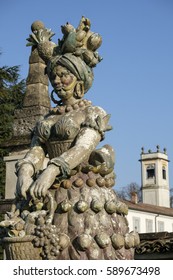 MONZA, ITALY - NOVEMBER 27, 2016: Monza (Brianza, Lombardy, Italy): Villa Mirabello, Into The Park: Big Statue Made With Food By Dante Ferretti