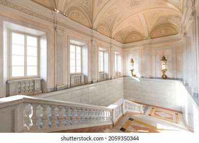 Monza, Italy - October 16, 2021: Interior Real Estate View Of Reggia Di Monza Palace, No People Are Visible.