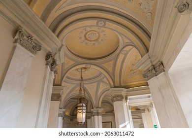 Monza, Italy - October 16, 2021: Interior Real Estate View Of Reggia Di Monza Palace, No People Are Visible.